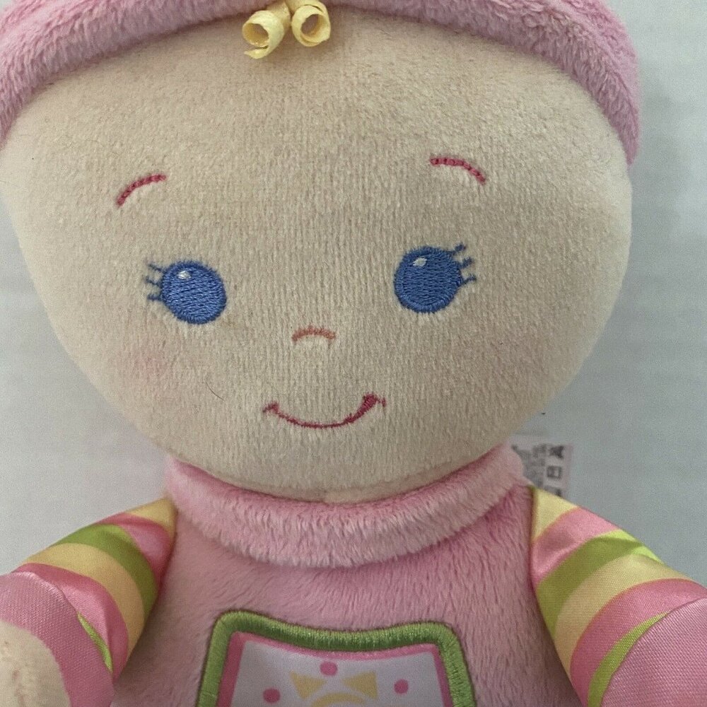 Fisher Price Bright Pink Baby's 1st Doll Soft Rattle FP Hat Lovey Toy - Picture 2 of 6